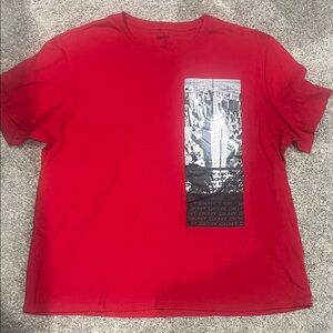 DKNY Red Men's Tee with City Graphic